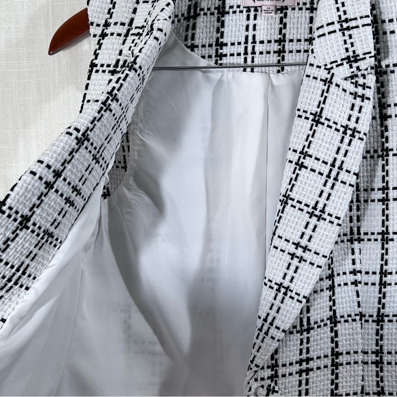 Nanette Lepore Black & White Woven Tweed Plaid One Button Blazer Vest Size M - Picture 8 of 14